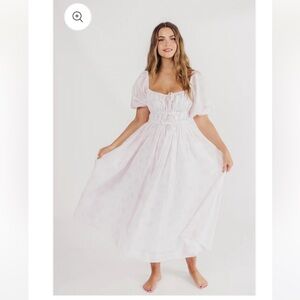 Worth Collective Edda Coastal Midi Dress in Pink - Bump Friendly. Size: M. New.